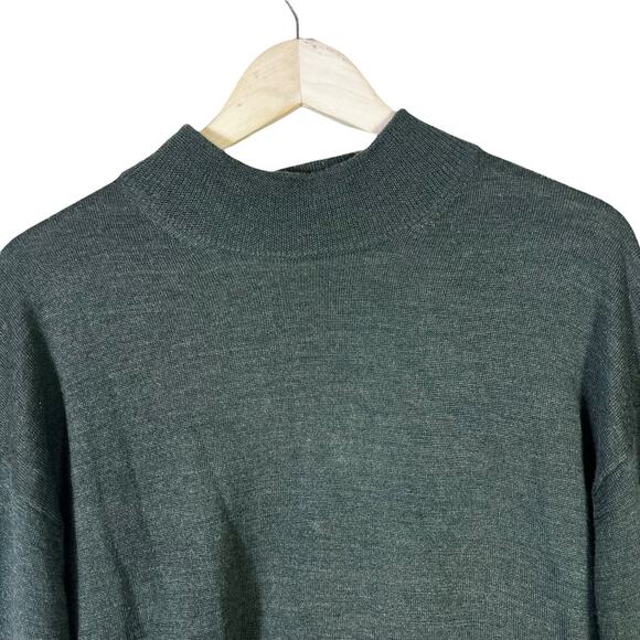 Linea Uomo Sweater Mens XXL Dark Green Mock Neck Merino Minimalist Classiccore - Picture 2 of 5